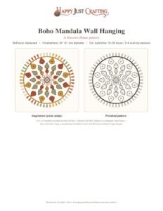 Finished boho mandala macramé pattern with concentric rings and fringe tassels